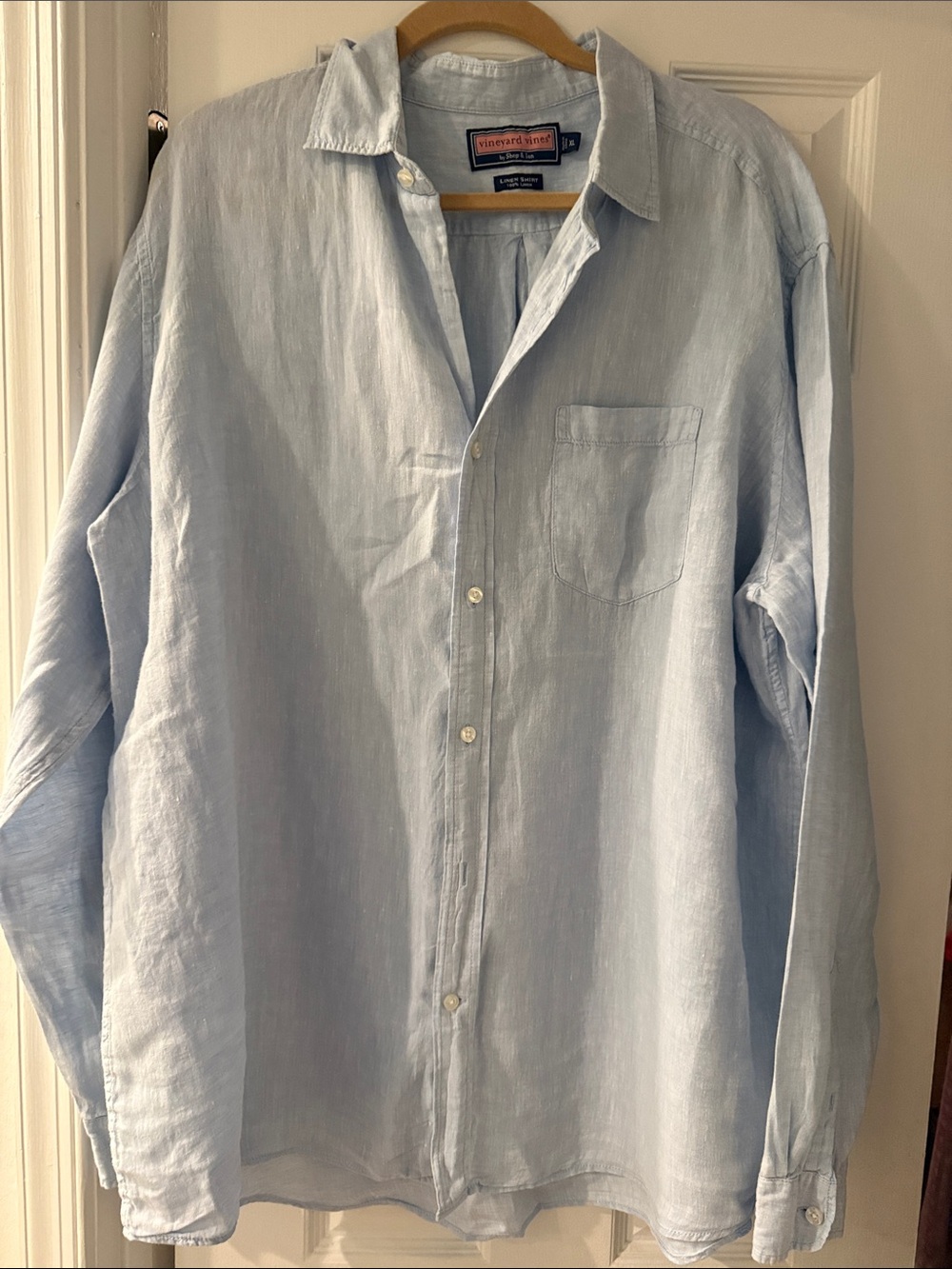 Vineyard Vines Pale Blue Linen Casual Button-Down Shirt